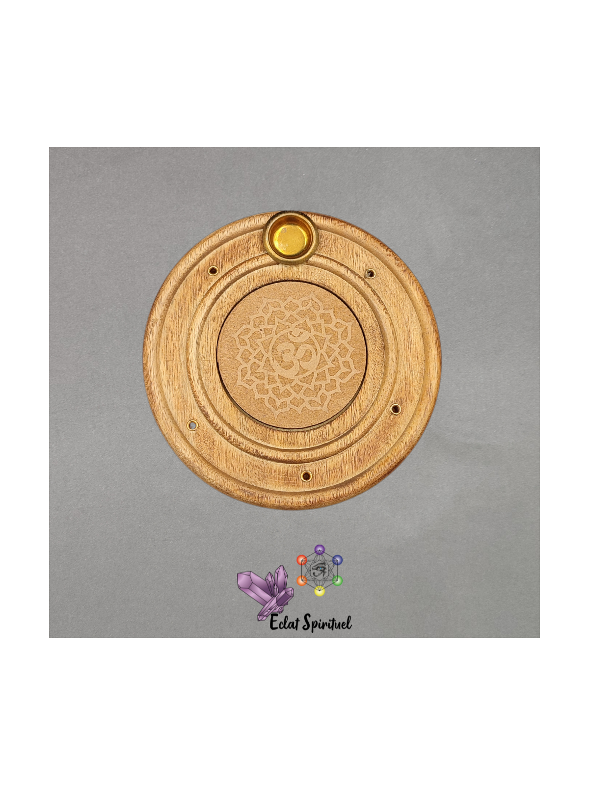 Support encens bois Om – Bâton & cône – Ø 10 cm