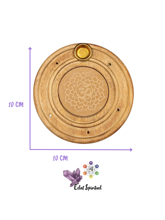 Support encens bois Om – Bâton & cône – Ø 10 cm