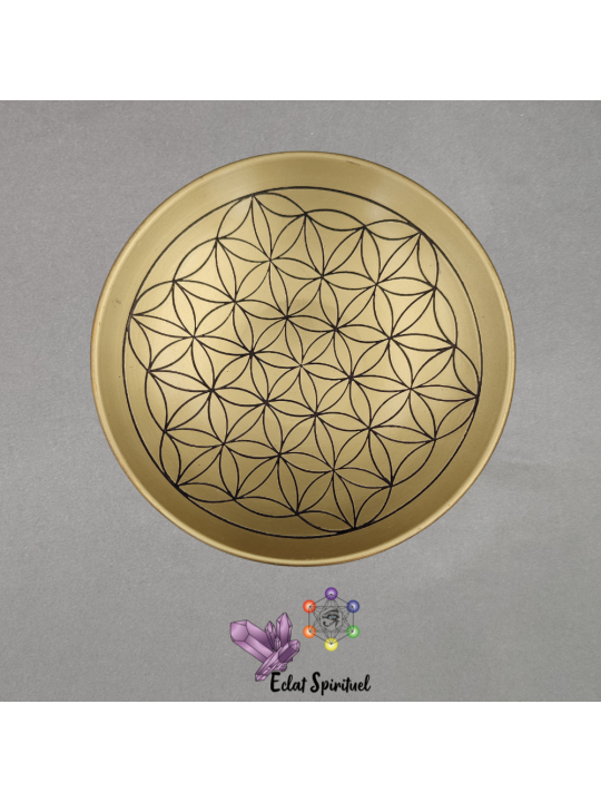 Assiette en laiton avec motif Fleur de Vie 15cm