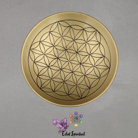 Assiette en laiton avec motif Fleur de Vie 15cm