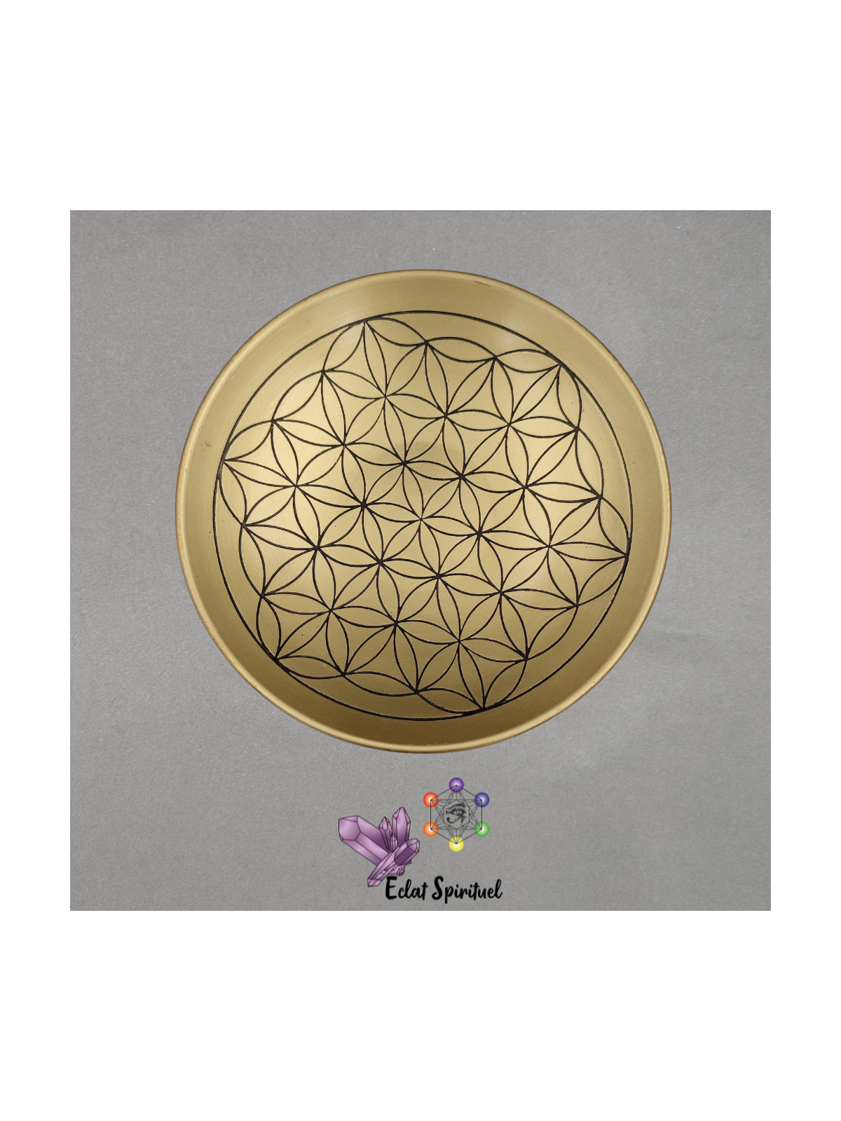 Assiette en laiton avec motif Fleur de Vie 15cm