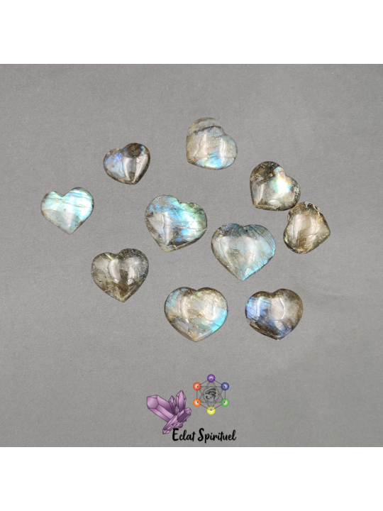 Cœur en pierre naturelle de labradorite de 2/3 cm