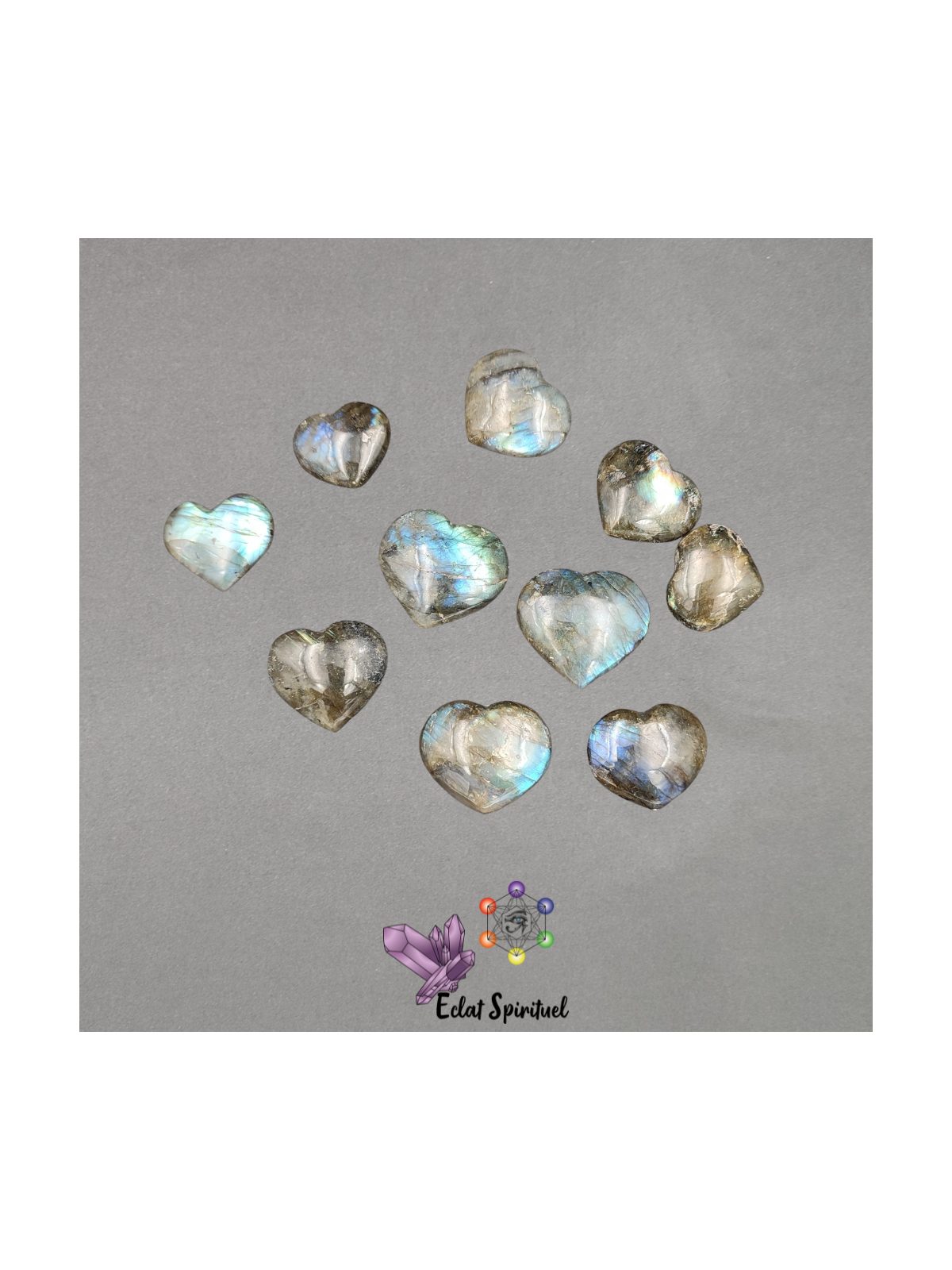 Cœur en pierre naturelle de labradorite de 2/3 cm
