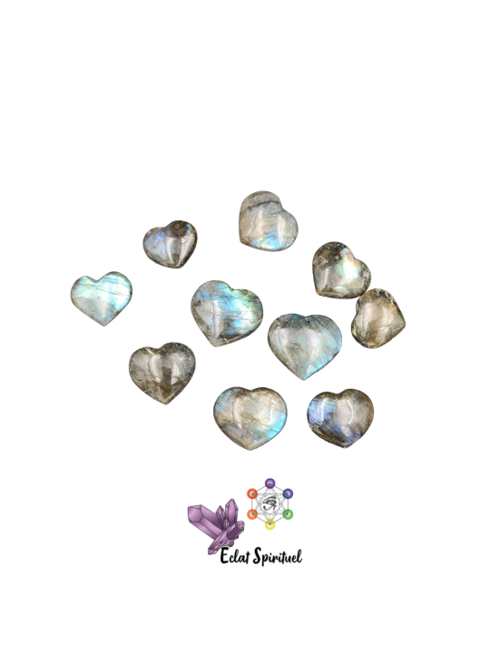 Cœur en pierre naturelle de labradorite de 2/3 cm