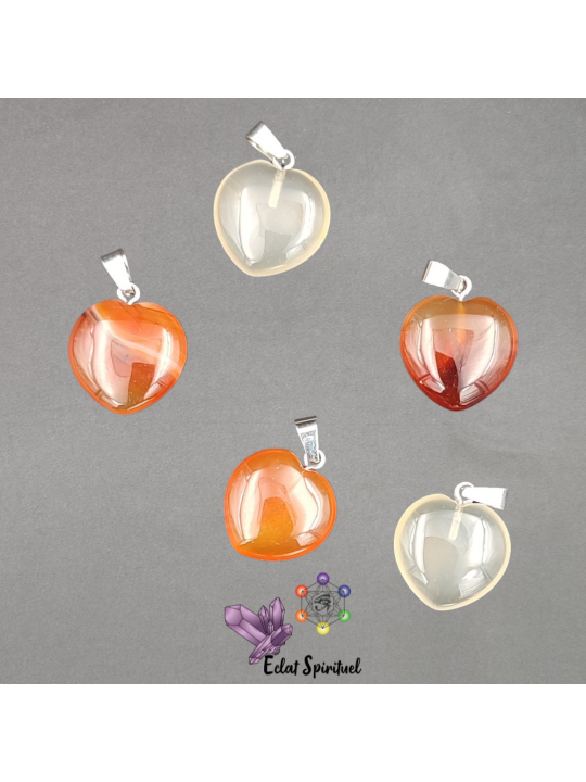 Pendentif en forme de Cœur en pierre naturelle de cornaline