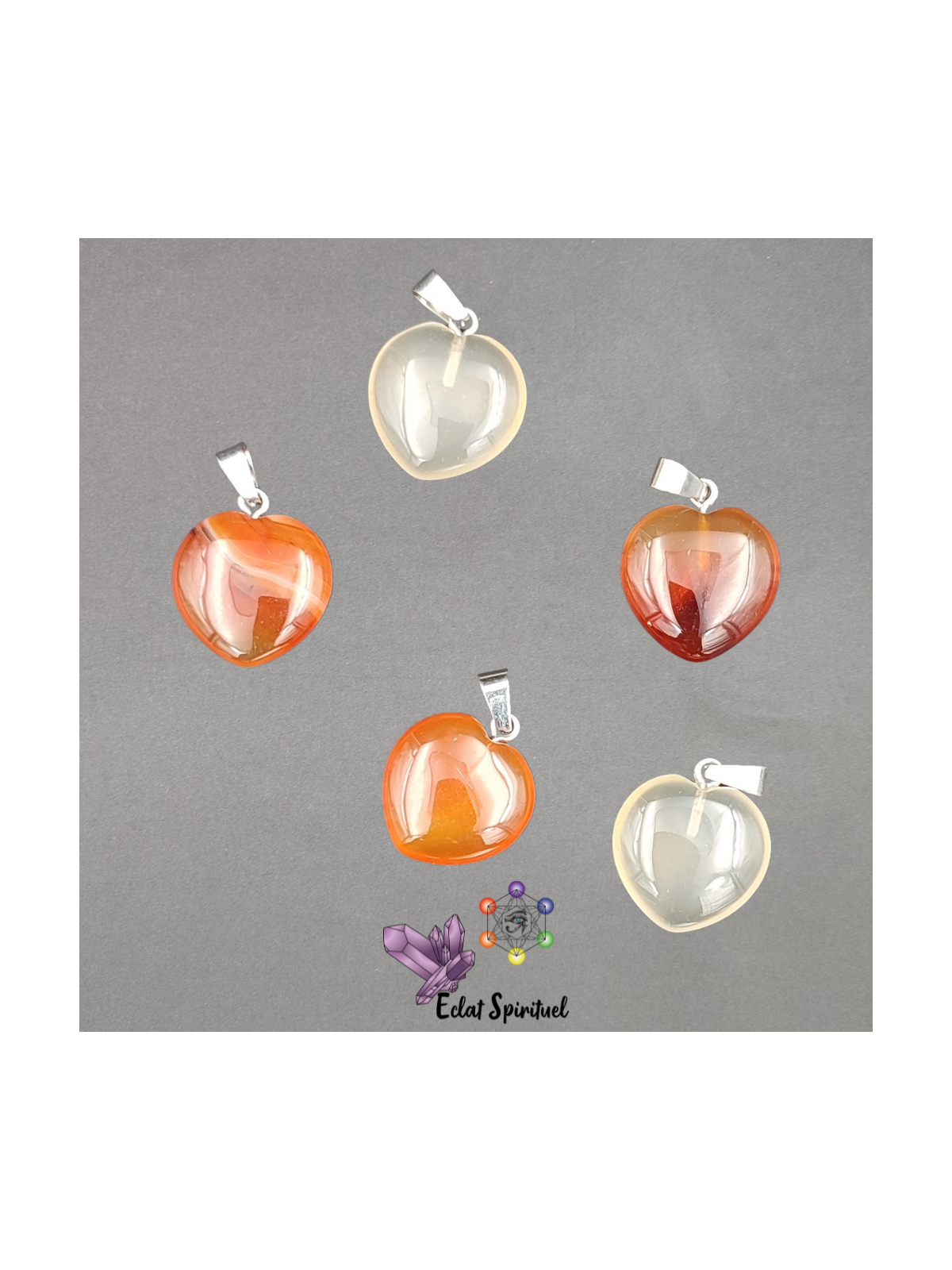 Pendentif en forme de Cœur en pierre naturelle de cornaline