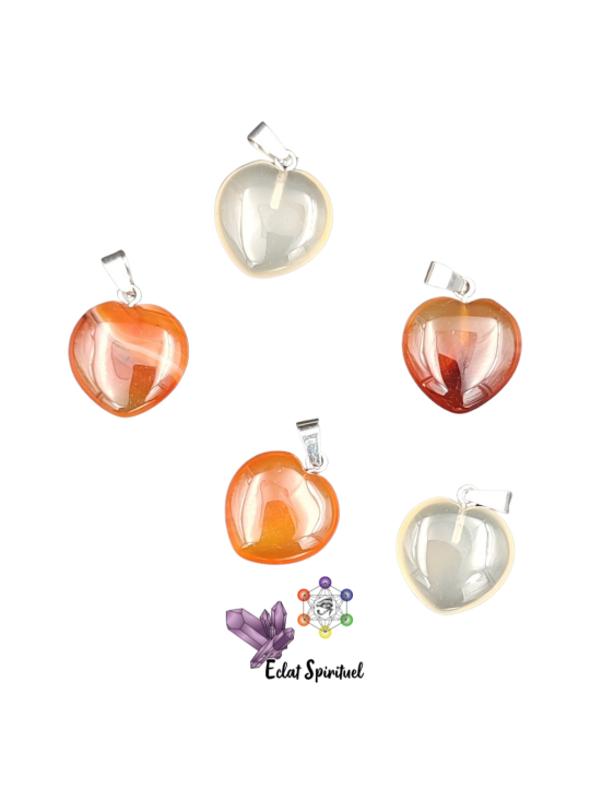 Pendentif en forme de Cœur en pierre naturelle de cornaline