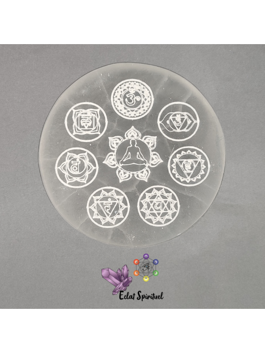 Plaque des 7 chakras en Sélénite de 10 CM