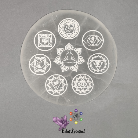 Plaque des 7 chakras en Sélénite de 10 CM