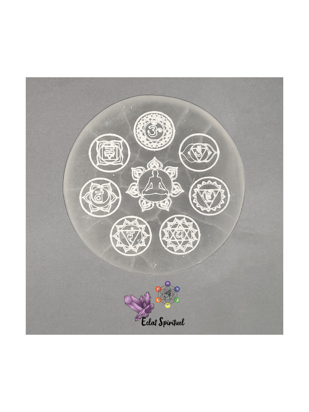 Plaque des 7 chakras en Sélénite de 10 CM