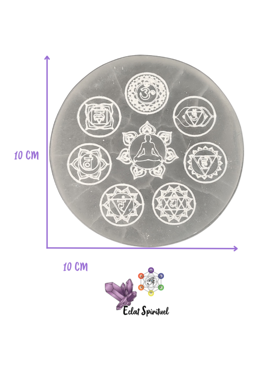 Plaque des 7 chakras en Sélénite de 10 CM
