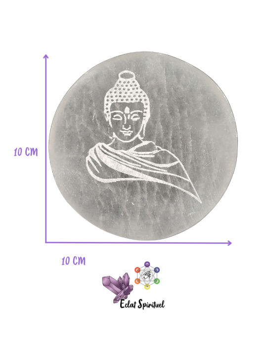 Plaque avec Bouddha en Sélénite de 10 CM