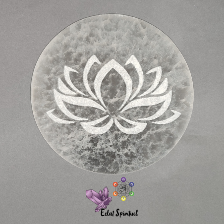 Plaque avec lotus en Sélénite de 10 CM