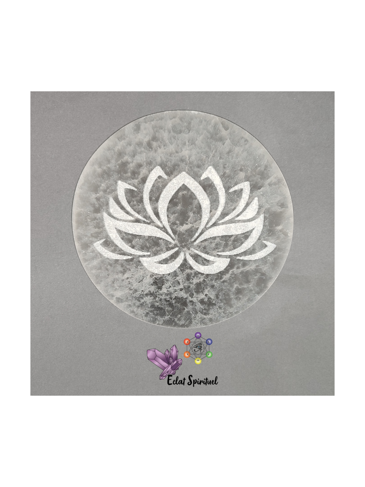 Plaque avec lotus en Sélénite de 10 CM
