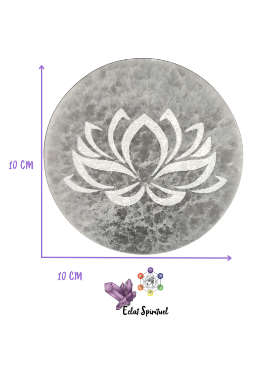 Plaque avec lotus en Sélénite de 10 CM