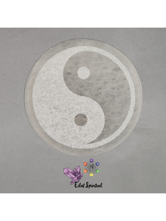 Plaque avec Yin Yang en Sélénite de 10 CM