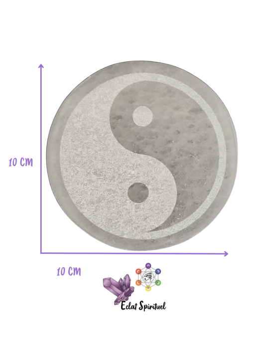 Plaque avec Yin Yang en Sélénite de 10 CM