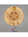 Support encens Pentacle bois – Ø 10 cm – Éclat Spirituel
