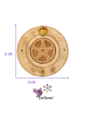 Support encens Pentacle bois – Ø 10 cm – Éclat Spirituel