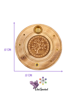 Support encens Arbre de Vie bois – Ø 10 cm – Éclat Spirituel