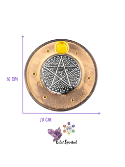 Support encens bois & effet métal Pentacle – Ø 10 cm