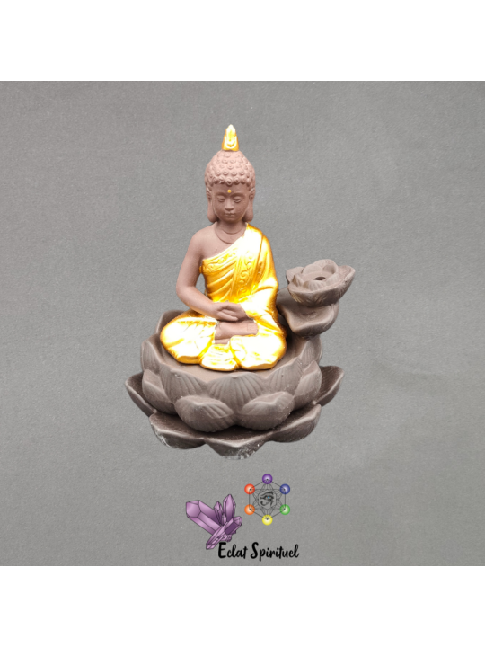 Support cônes backflow Bouddha Lotus céramique – 9×10×12 cm