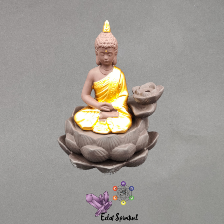 Support cônes backflow Bouddha Lotus céramique – 9×10×12 cm