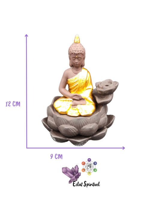 Support cônes backflow Bouddha Lotus céramique – 9×10×12 cm