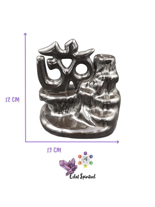 Support backflow Om céramique – 13×8×12 cm – Éclat Spirituel