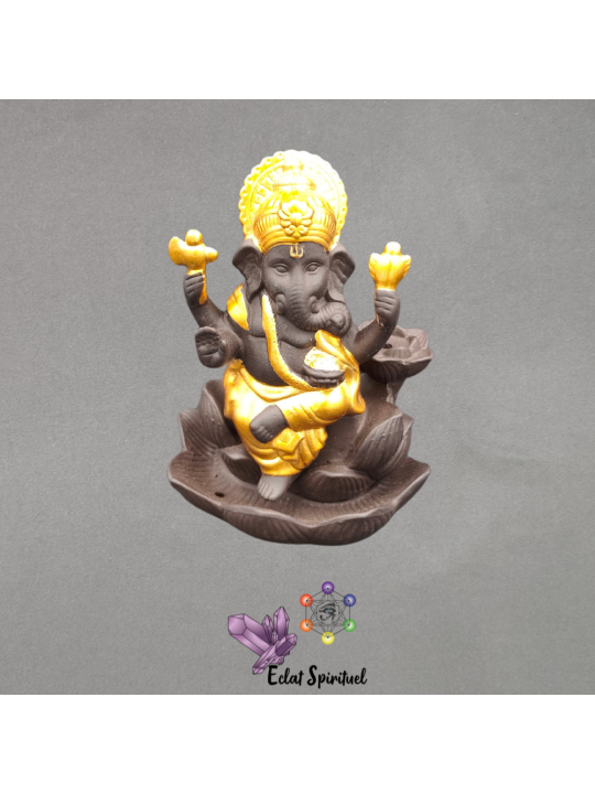 Support backflow Ganesh Lotus céramique – 9×8×12 cm