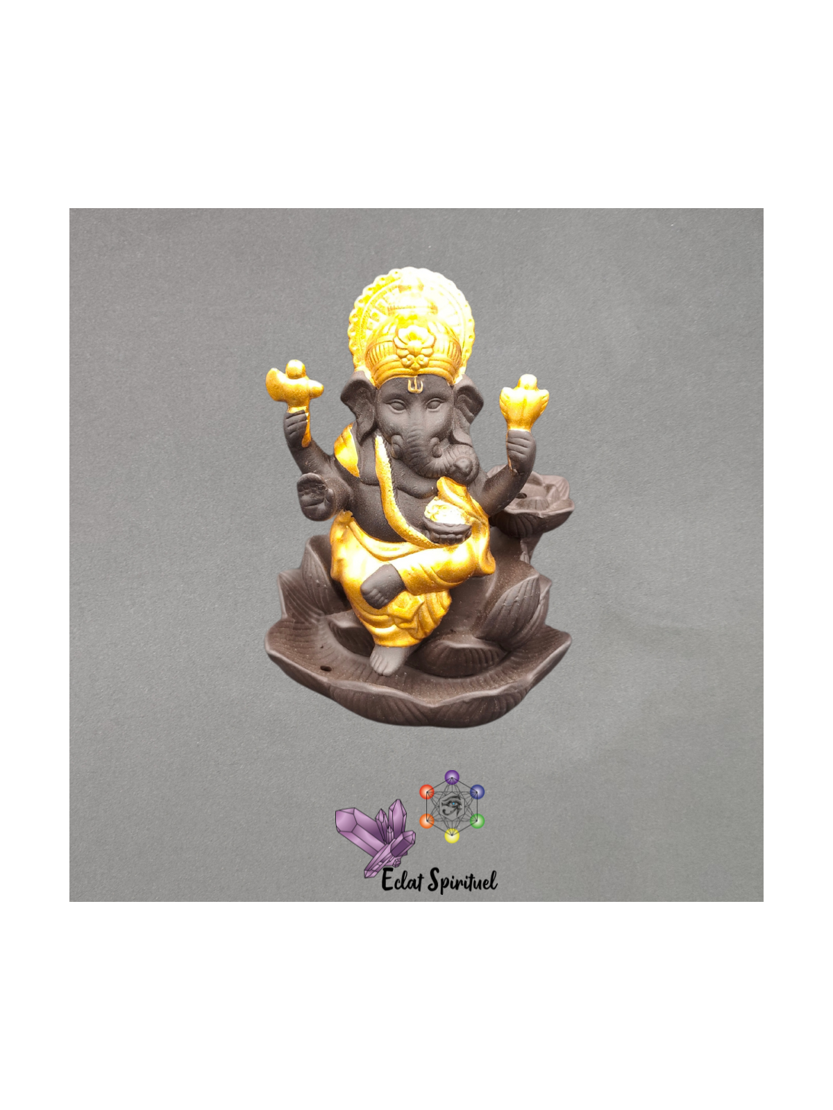 Support backflow Ganesh Lotus céramique – 9×8×12 cm