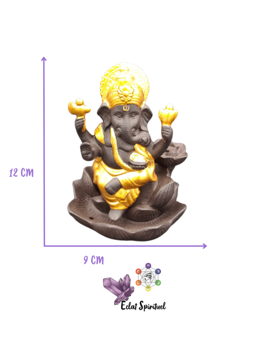Support backflow Ganesh Lotus céramique – 9×8×12 cm