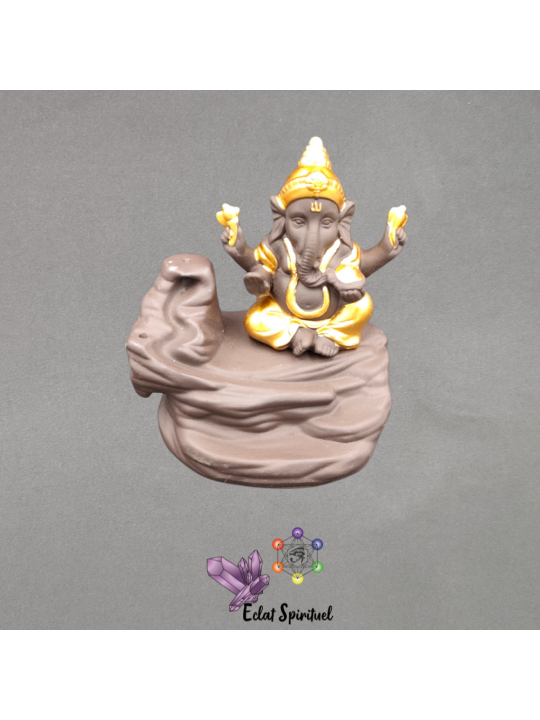 Support backflow Ganesh céramique – 9×7,5×10 cm – Éclat Spirituel