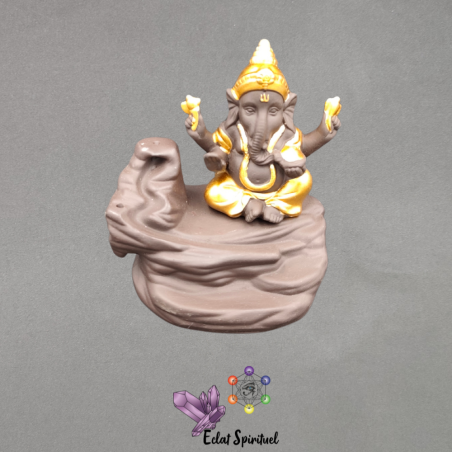 Support backflow Ganesh céramique – 9×7,5×10 cm – Éclat Spirituel