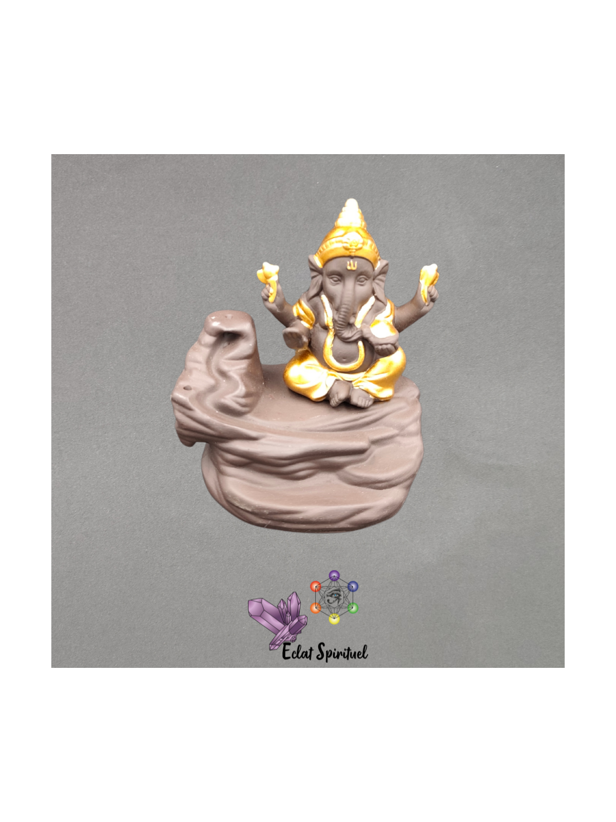 Support backflow Ganesh céramique – 9×7,5×10 cm – Éclat Spirituel