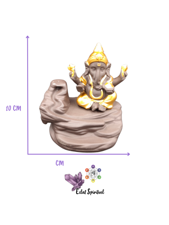 Support backflow Ganesh céramique – 9×7,5×10 cm – Éclat Spirituel