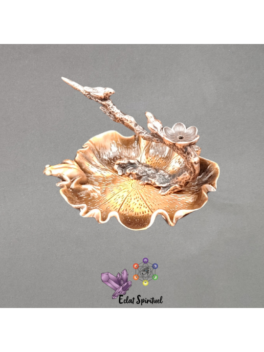 Support encens métal effet cuivre Étang & Branche – 9×9×5 cm