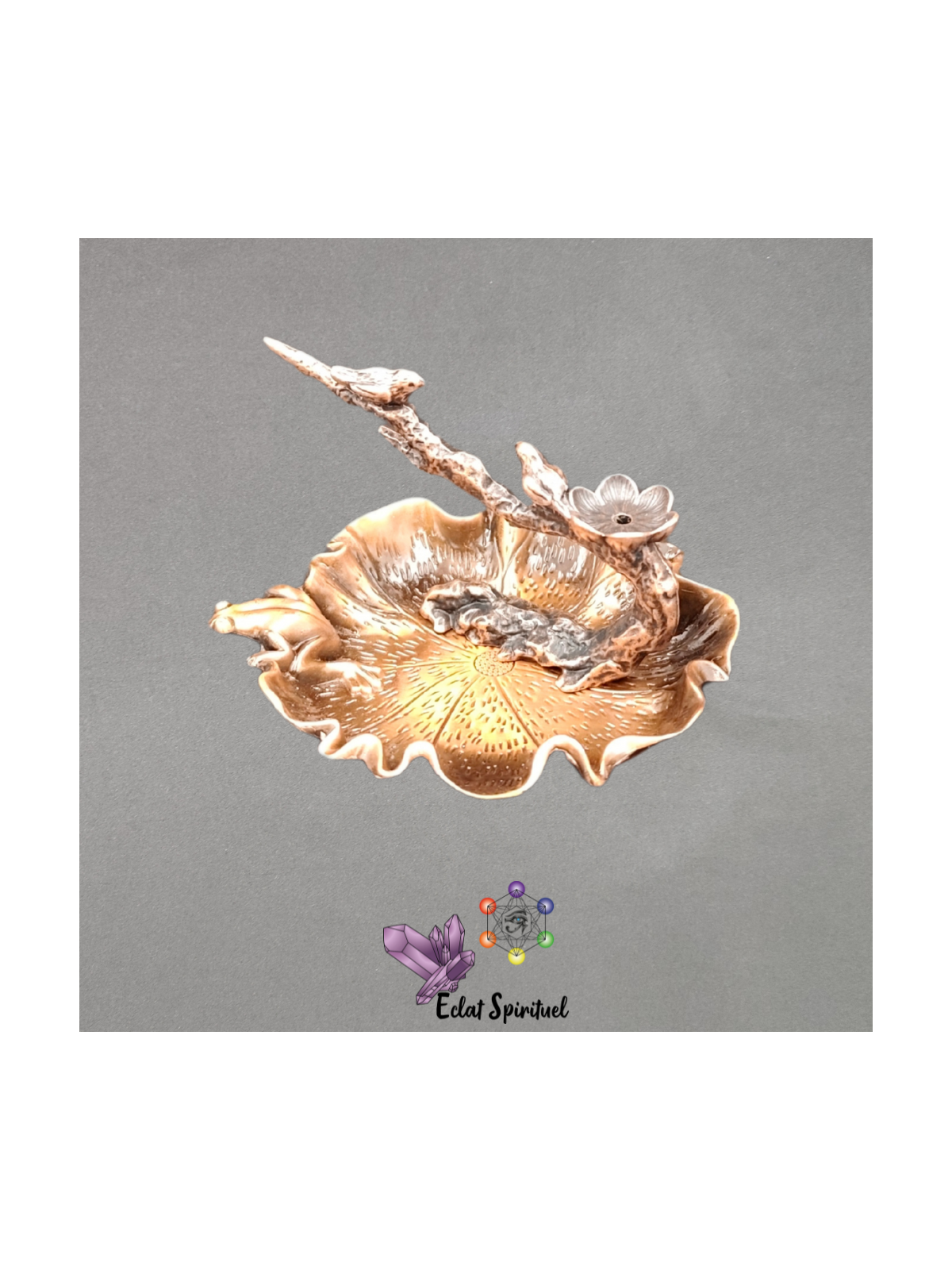 Support encens métal effet cuivre Étang & Branche – 9×9×5 cm