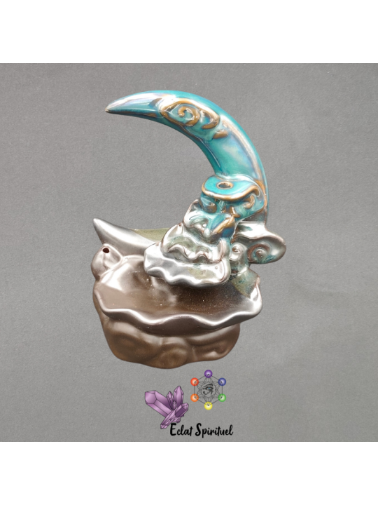 Support backflow Lune céramique – 11×8×13 cm – Éclat Spirituel