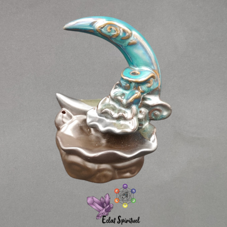 Support backflow Lune céramique – 11×8×13 cm – Éclat Spirituel