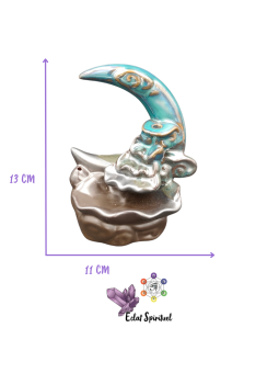 Support backflow Lune céramique – 11×8×13 cm – Éclat Spirituel