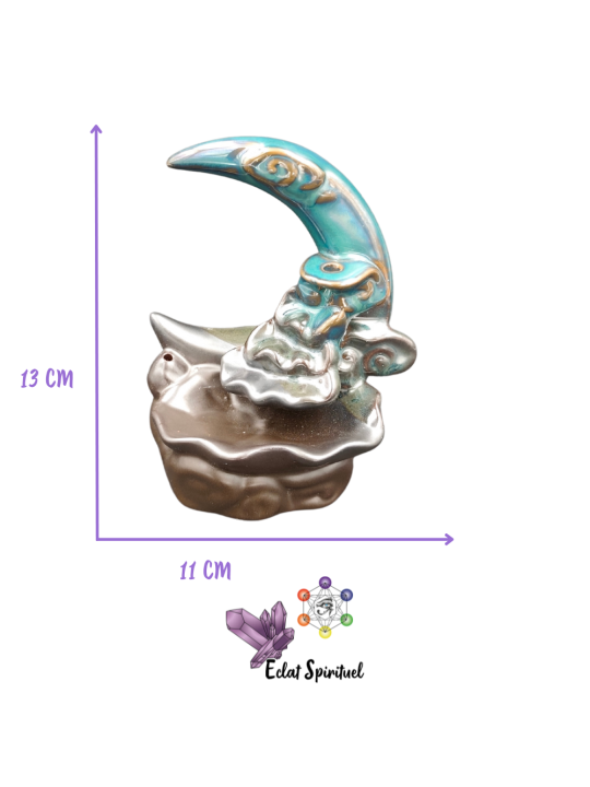 Support backflow Lune céramique – 11×8×13 cm – Éclat Spirituel