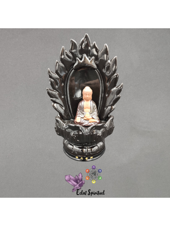 Support backflow Grand Bouddha Lotus céramique – 14×12×22 cm