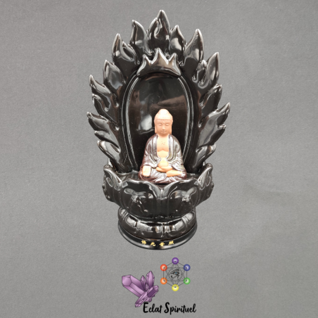 Support backflow Grand Bouddha Lotus céramique – 14×12×22 cm