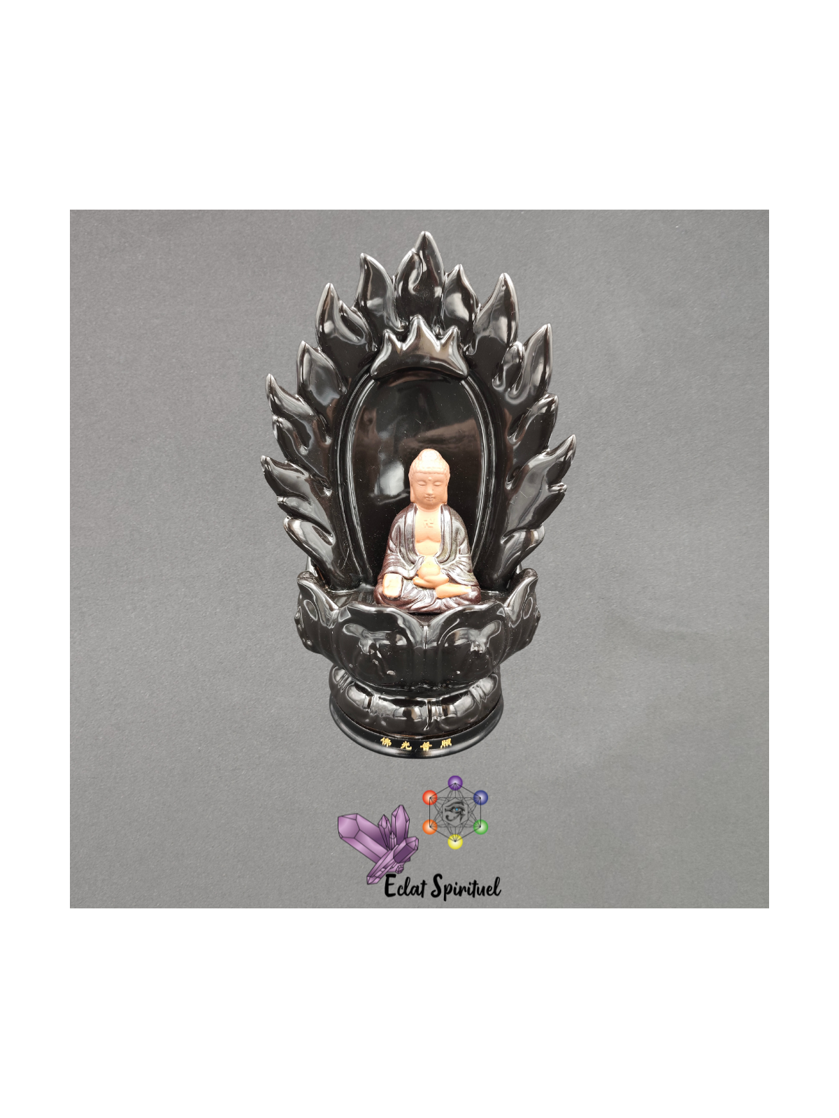 Support backflow Grand Bouddha Lotus céramique – 14×12×22 cm