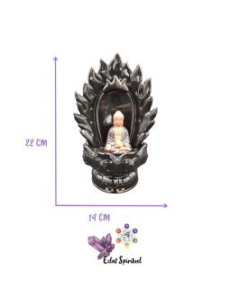 Support backflow Grand Bouddha Lotus céramique – 14×12×22 cm