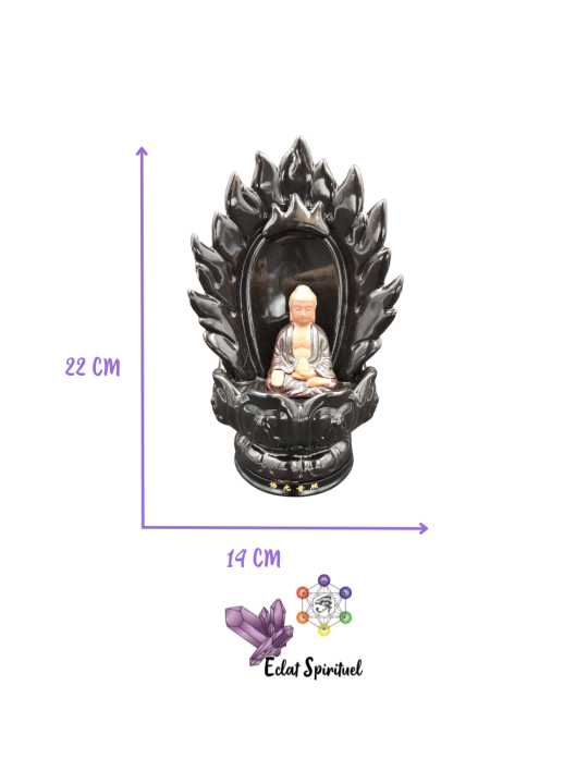 Support backflow Grand Bouddha Lotus céramique – 14×12×22 cm