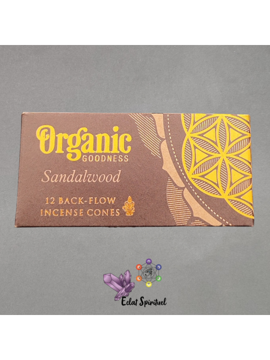 Cônes backflow Organic Goodness Sandalwood – 12 pcs | Sérénité