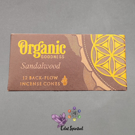 Cônes backflow Organic Goodness Sandalwood – 12 pcs | Sérénité