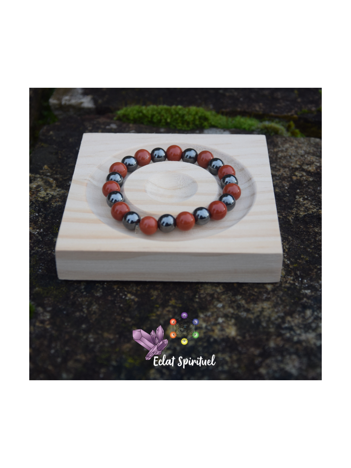 Bracelet jaspe rouge & hématite | Assemblé à la main en France